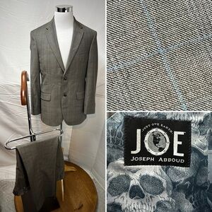Joseph Abboud Joe Men's 40R Blazer 36x29 Pants Gray Plaid Wool Bespoke Suit